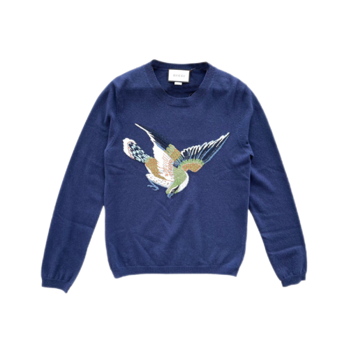 GUCCI古馳 女孩藍(lán)色羊毛毛衣 co藍(lán)色 L碼 hbl