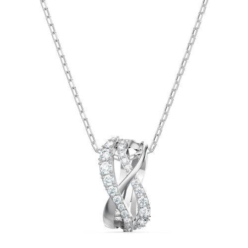 Swarovski 施華洛世奇  靈動(dòng)交錯(cuò) 螺旋造型 透明色銀色女士項(xiàng)鏈 5563906