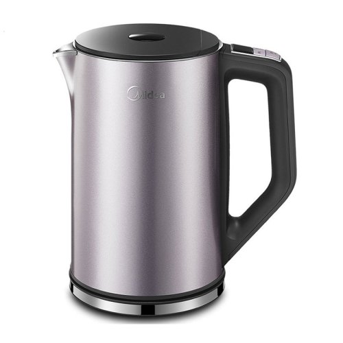 Midea/美的 電水壺?zé)崴畨?.5L全鋼無(wú)縫雙層防燙保溫 304不銹鋼燒水壺HE1504a淺紫色