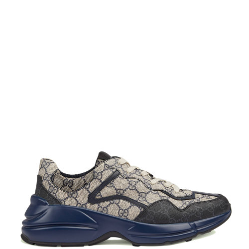 GUCCI/古馳 22年春夏新款 Rhyton系列 男士米色/藍色老花帆布運動鞋692909UIQ201060