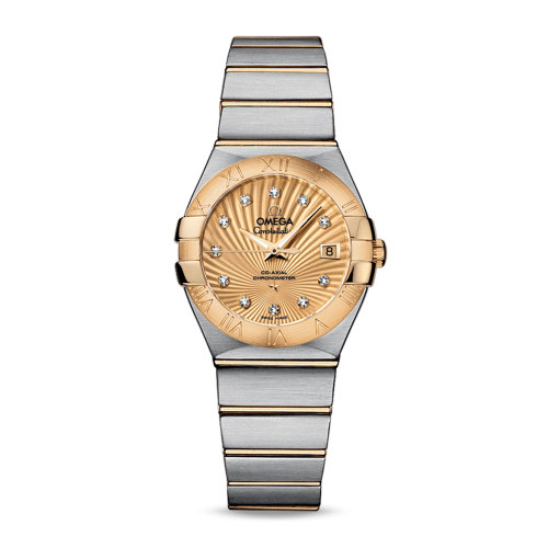 OMEGA/歐米茄 星座系列 精鋼 18K金 鉆石刻度 自動機械 女士腕表 123.20.27.20.58.001