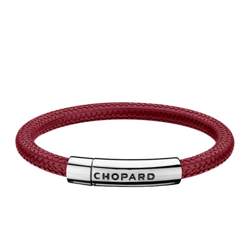 Chopard/蕭邦 22春夏新款MILLE MIGLIA系列 紅色橡膠銀色金屬運動風(fēng)手鏈95016-0206