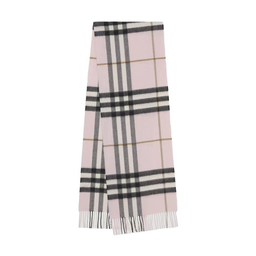 BURBERRY/博柏利新款 男女同款淺糖果粉色經(jīng)典格紋羊絨流蘇圍巾80497111