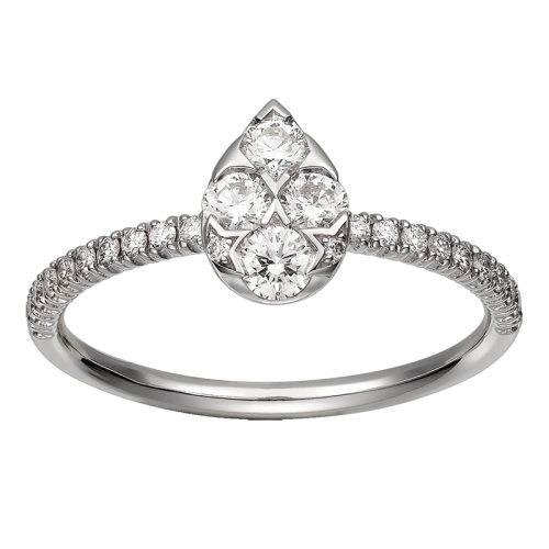 CARTIER/卡地亞 ETINCELLE系列 白金鑲嵌鉆石水滴狀戒指B4223200