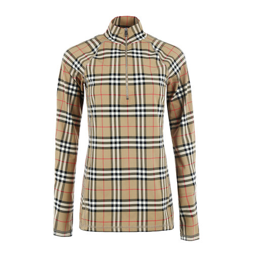 BURBERRY/博柏利21新品Vintage 格紋彈力平織高領(lǐng)女士長袖T恤8024572