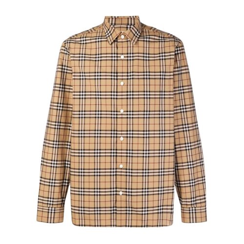  BURBERRY/博柏利 男士卡其色棉質(zhì)長袖襯衫 8003102 PLFSX