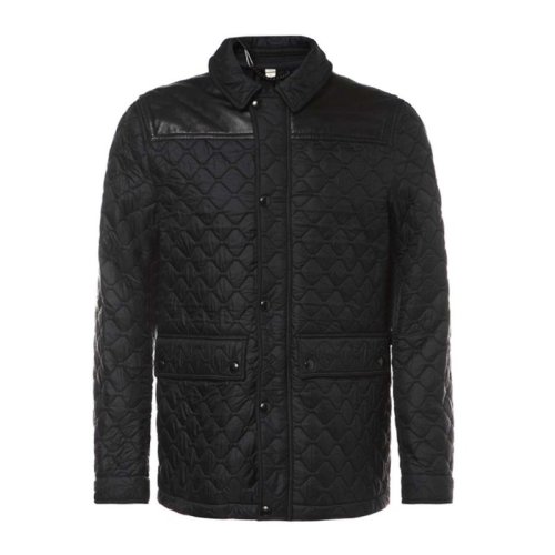 BURBERRY/博柏利  男裝 服裝 男士黑色純棉菱格紋短款棉服外套 男士夾克外套