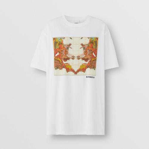  BURBERRY 22年秋冬 女士 地圖印花棉質(zhì)寬松 T 恤衫 80565821