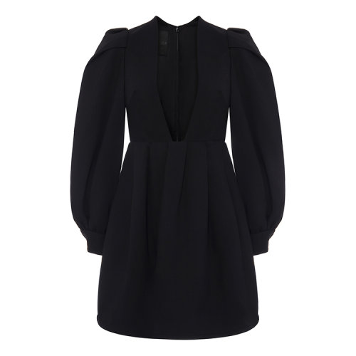 Valentino/華倫天奴 黑色 女士秀款設(shè)計感袖籠連衣裙【RUNWAY SS20】 TB0VARX11CF0NO 2020年春夏