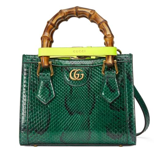  GUCCI古馳 22年秋冬 女士 Gucci Diana系列迷你蟒蛇皮竹節(jié)托特包 655661 LU3ZT 3177