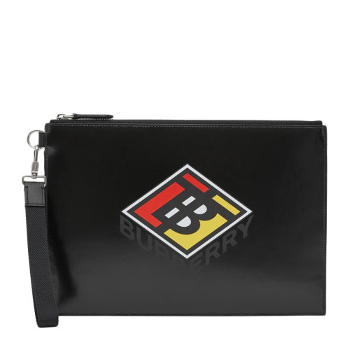 BURBERRY/博柏利SS20早春款 男士徽標(biāo)圖案帆布拉鏈錢(qián)包卡包手拿包腕包男包8021769