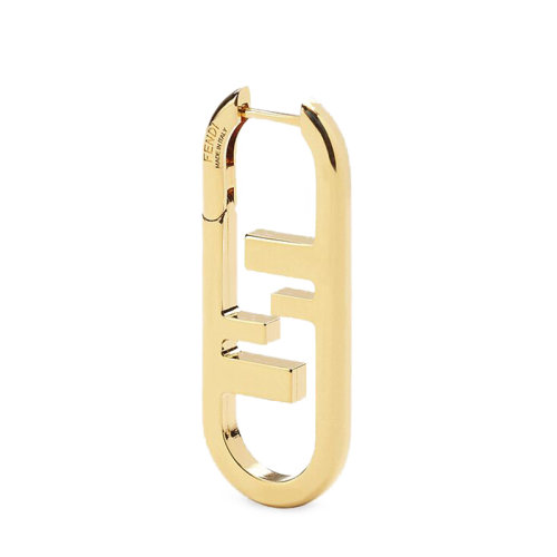 FENDI/芬迪  O’LOCK系列 小號金色金屬Fendi O'Lock鏤空圖案橢圓形耳環(huán)8AH290B08F0CFK
