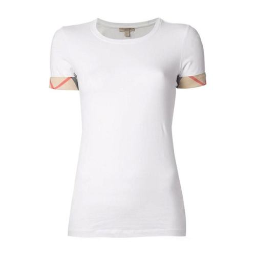  BURBERRY/博柏利 白色格紋袖口女士短袖T恤 38773171 PLFSX