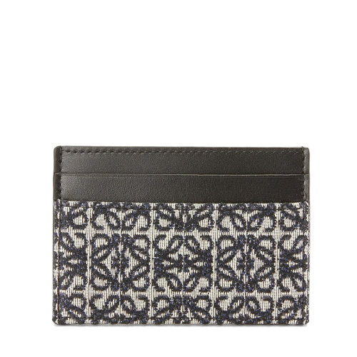 LOEWE/羅意威 21新款 海軍藍(lán)色黑色徽標(biāo)提花織物小牛皮卡包卡片夾0010624153