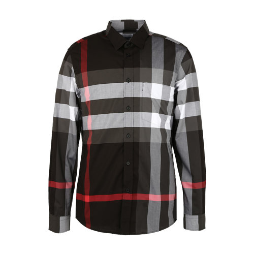 BURBERRY/博柏利 格紋彈力棉府綢襯衫男士長袖襯衫 80237721