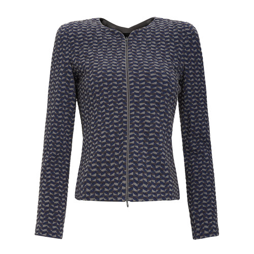 Emporio Armani 女士 灰色 無領(lǐng)修身小外套  6H2G8M-2JP6Z-F901