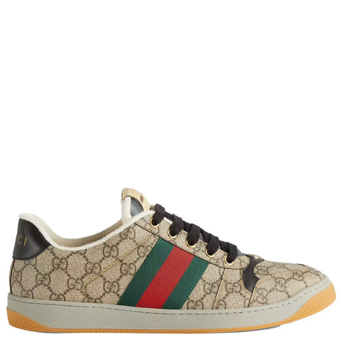 GUCCI/古馳      Screener系列 男士米色和烏木色GG Supreme帆布運(yùn)動鞋67453096GE09766