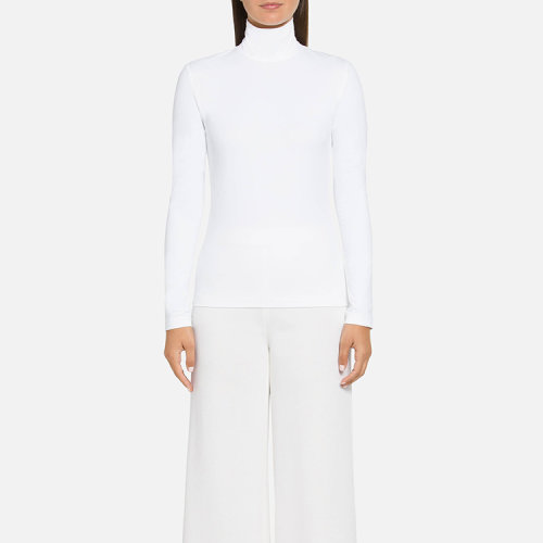 St.John/盛薔白色努達(dá)高領(lǐng)打底衫女士長袖T恤 K51Y0A3