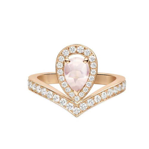 Chaumet/尚美 戒指/指環(huán) JOSéPHINE AIGRETTE系列 女士18k金玫瑰金鑲有0.7克拉梨形玫瑰石英戒指083678
