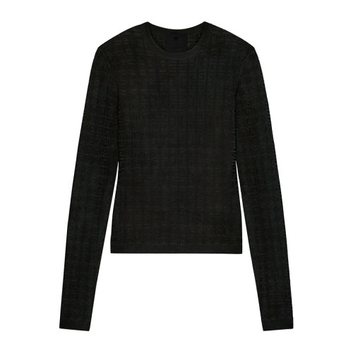 Givenchy/紀(jì)梵希      4G LOGO系列 女士黑色彈力粘膠纖維提花針織衫BW90D94ZA4-001
