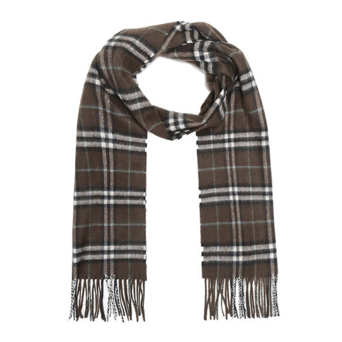 BURBERRY/博柏利【20秋冬新款】男女同款中性棕色羊絨經(jīng)典復(fù)古格紋末端流蘇圍巾圍脖 4079000