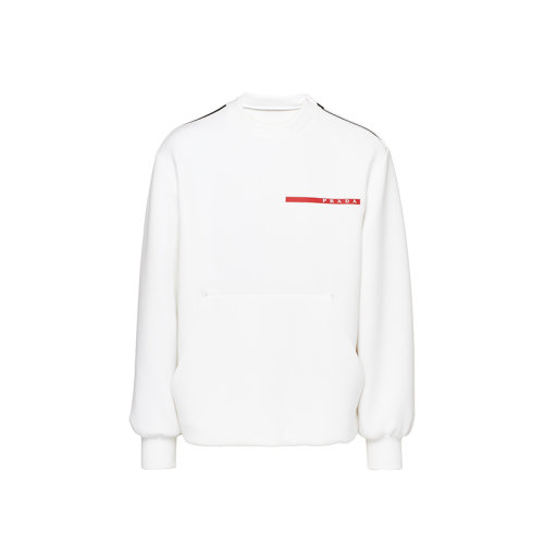 PRADA/普拉達(dá) 22年早春新款 Double Technical系列 女士白色再生聚酯纖維尼龍面料Oversize圓領(lǐng)運(yùn)動衫衛(wèi)衣134612_LJ4_F0009_S_202