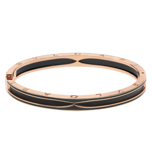 BVLGARI/寶格麗  B.ZERO1系列 18K金玫瑰金啞光黑色陶瓷手鐲358044