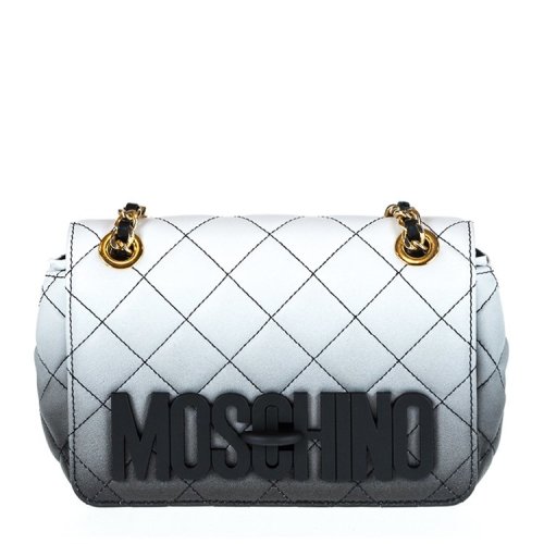 MOSCHINO/莫斯奇諾 女士 真皮 logo點(diǎn)綴 網(wǎng)格拼接 單肩包 NI