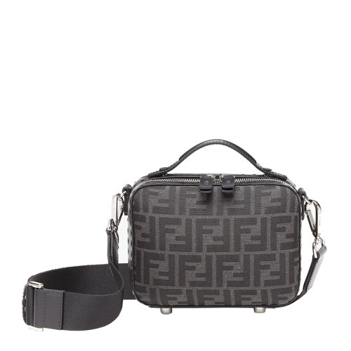 FENDI/芬迪 22春夏新款 男士迷你黑灰色小牛皮老花印花單肩手提箱包 7VA552AG0MF0NPN