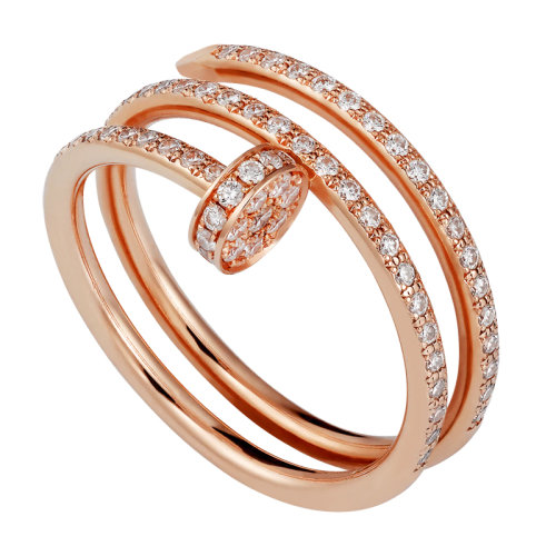 CARTIER/卡地亞 經(jīng)典Juste un Clou系列 18K金玫瑰金鑲鉆多圈釘子戒指B4210900