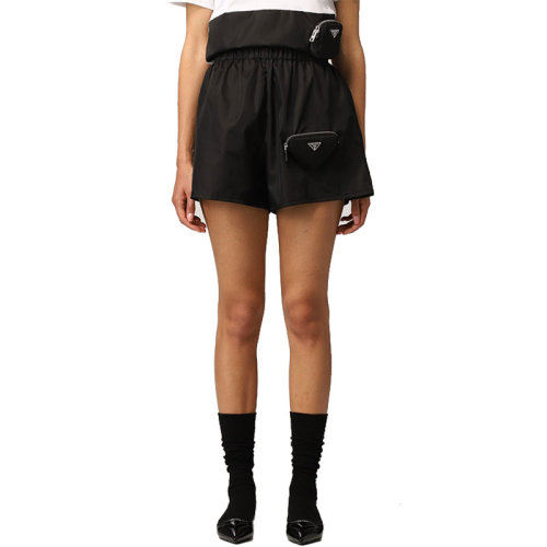 PRADA/普拉達(dá)  女褲 女士 黑色尼龍時(shí)尚短褲 22B757-1WQ8-F0002