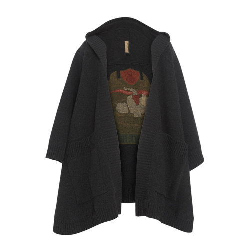 BURBERRY/博柏利 女士灰色提花羊毛混紡連帽斗篷8007214