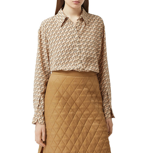 BURBERRY/博柏利 獨角獸印花絲質(zhì)縐紗女士長袖襯衫 8032108 1