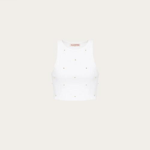  VALENTINO華倫天奴 22年秋冬 女士 背心 TOP SANS MANCHES EN JERSEY BRODé 1B3MC00M7DC0BO