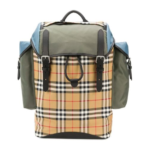 BURBERRY/博柏利 男女同款 中性時(shí)尚軍綠色格紋手提雙肩包背包旅行包 8005407 其它