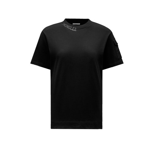 Moncler/蒙克萊 22年秋冬新款 女士黑色棉質(zhì)針織面料短袖T恤H20938C00003829HP999