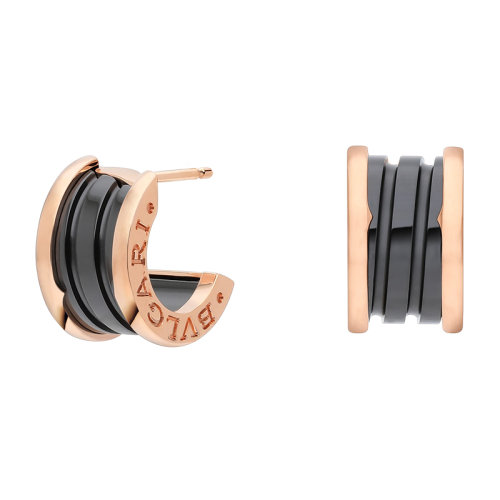 BVLGARI/寶格麗 B.ZERO1系列 18K金玫瑰金配以黑色陶瓷耳環(huán) 347405