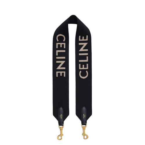 CELINE/賽琳  女士黑白拼色CELINE提花羊毛金屬質(zhì)感鉤扣短肩帶包帶49S022AEP.38AW