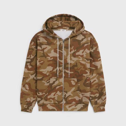  CELINE賽琳思琳 22年秋冬 男士 衛(wèi)衣 CELINE棉質(zhì)抓絨連帽衫 2Y497247Q.08CW