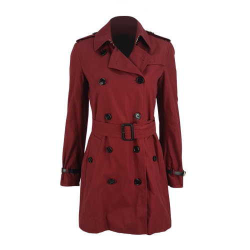 BURBERRY/博柏利女士大衣酒紅色棉質(zhì)z24073376
