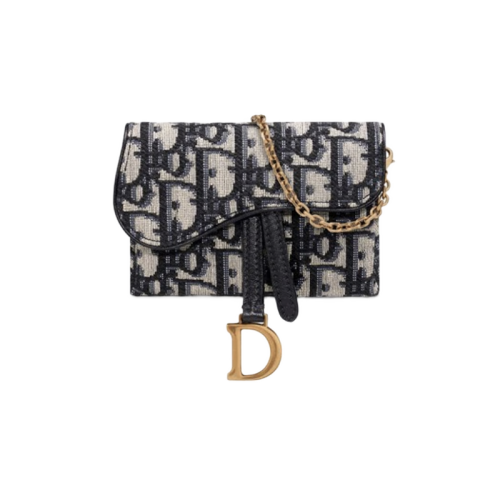 DIOR/迪奧  女包 奢侈品藍(lán)色 Oblique 印花NANO 馬鞍女士手拿包單肩包  S5654CTZQ_M928