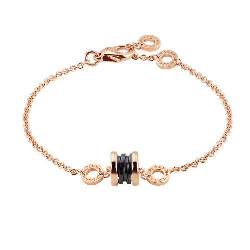 BVLGARI/寶格麗 B.zero1系列18K金玫瑰金嵌黑陶瓷 小蠻腰手鏈手鏈 354810