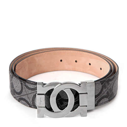 Salvatore Ferragamo/菲拉格慕 男士灰色牛皮馬蹄紋搭扣腰帶皮帶 67-9162-0587483