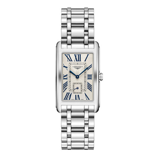 LONGINES/浪琴  黛綽維納系列 長方形表盤石英表鋼鏈銀盤男表 26.1 X 42毫米L5.755.4.71.6