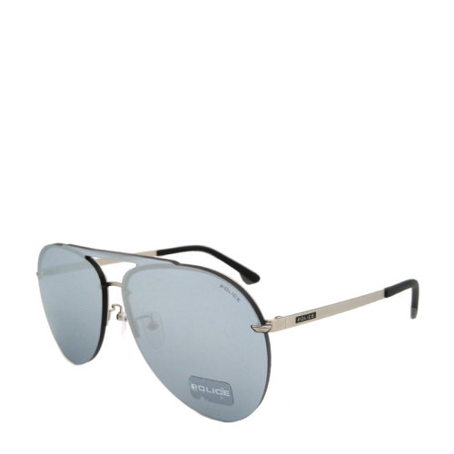 Police/警察 男女款太陽(yáng)鏡 時(shí)尚飛行員蛤蟆鏡無(wú)框銀色鏡片墨鏡眼鏡 SPL495 581X 99mm