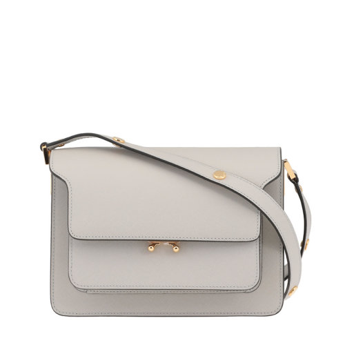 MARNI/瑪尼 Trunk 女士灰色十字紋小牛皮單肩風(fēng)琴包 SBMPN09