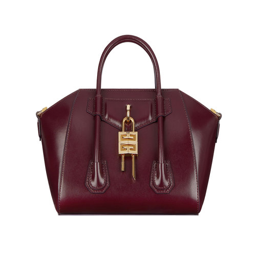 Givenchy/紀(jì)梵希 22新款 女士牛血紅小牛皮磁性封口拆卸掛鎖調(diào)節(jié)拆卸肩帶金色飾面單肩斜挎手提包BB50J0B13A-642