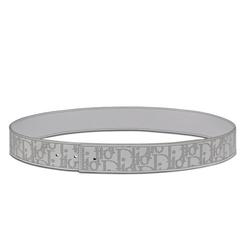 DIOR/迪奧新款 男士灰色老花印花效果皮革和光滑牛皮革腰帶35毫米（腰帶扣另行下單）4800ZZVPD_H860