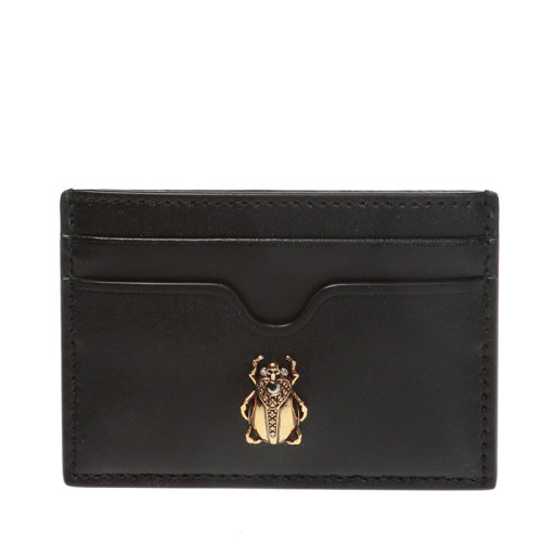 Alexander McQueen/亞歷山大麥昆 男女同款 黑色皮革時(shí)尚小型皮具卡片夾 5823151CW0T1000
