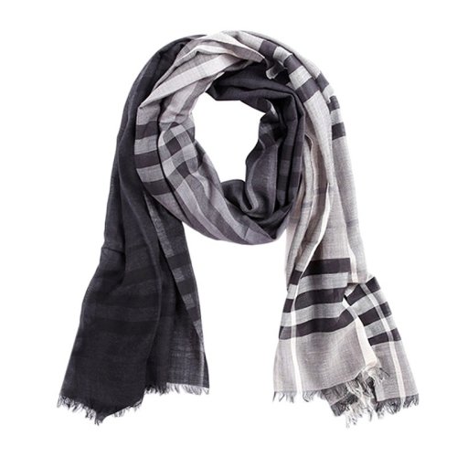 BURBERRY/博柏利 男女同款 中性炭灰色經(jīng)典格紋圍巾圍脖絲巾 3952065